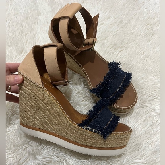 See by Chloe glyn fringed wedge espadrille - Size 41/US 10.5 - Picture 1 of 13